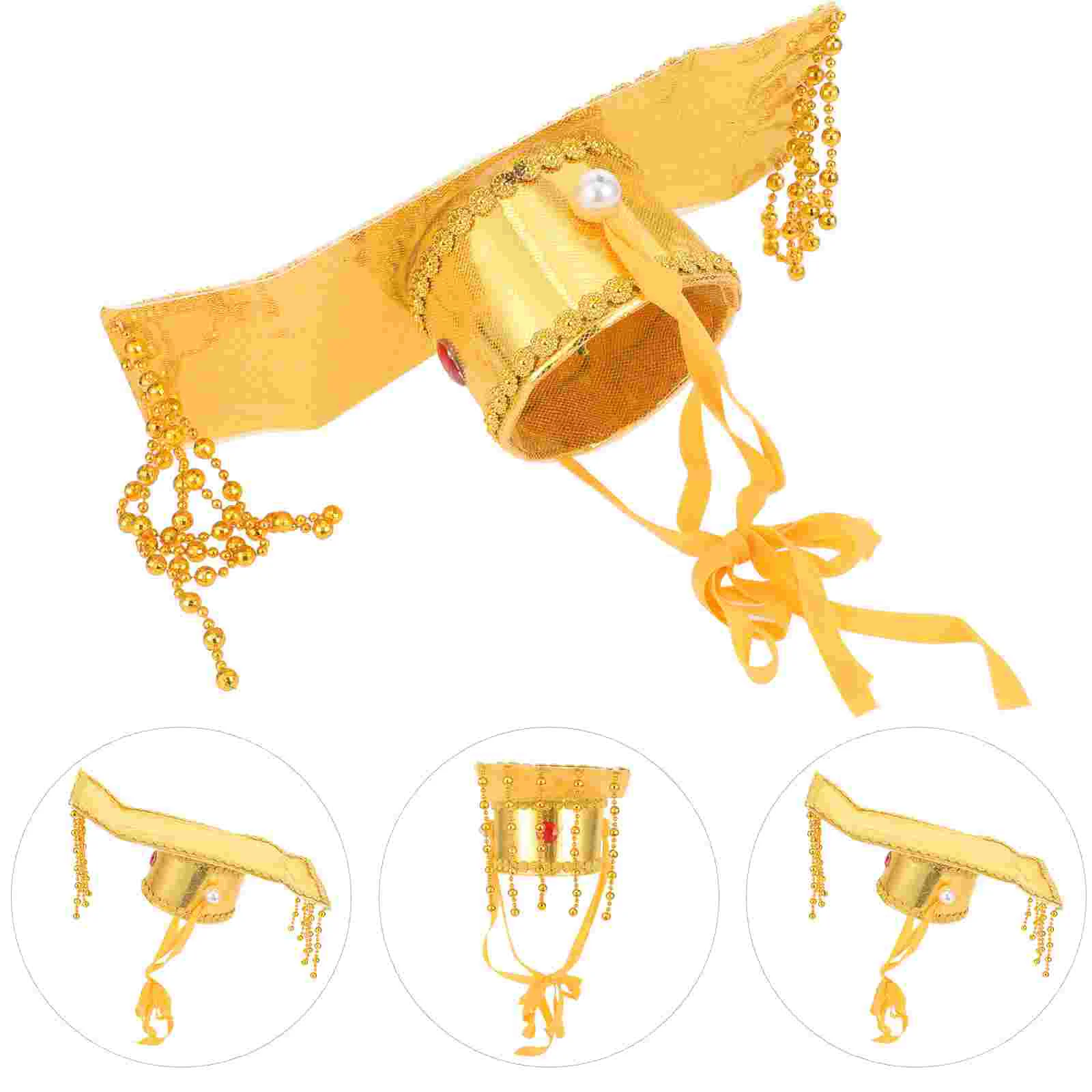

Chinese Emperor Hat Emperor Cosplay Costume Ancient Royal Emperor Headwear With Beads Asian Emperor Cap For Adult Kids Role