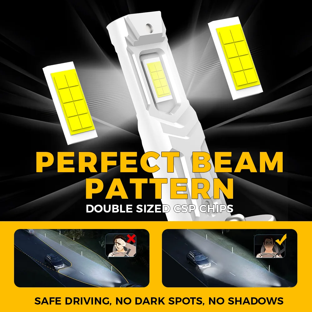 BMTxms 2Pcs Canbus H1 LED 헤드라이트 미니 사이즈 디자인 무선 팬리스 자동차 LED 램프 CSP 칩 화이트 포드 피에스타 포커스 몬데오용