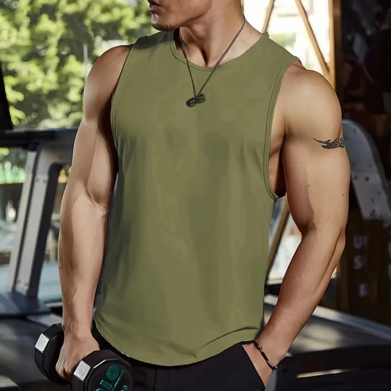 여름 탱크탑 남성용 헬스 피트니스 트레이닝복 속건 슬림핏 보디빌딩 민소매 셔츠 남성 패션 농구 조끼
