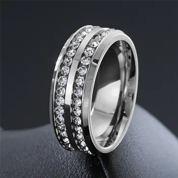 ZORCVENS Trendy Stainless Steel Crystal Zircon Engagement Rings For Men Wedding Jewelry Accessories Gift Fashion Men Rings 1