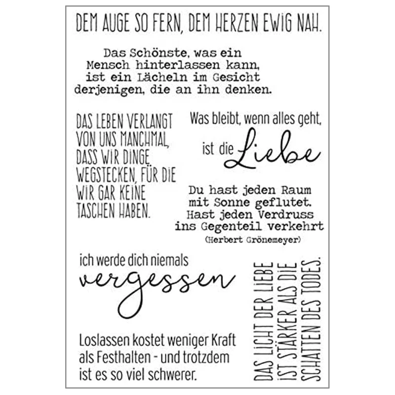 German Word DIY Silicone Clear Stamp Cling Seal for Scrapbook Embossing Album Decor Craft