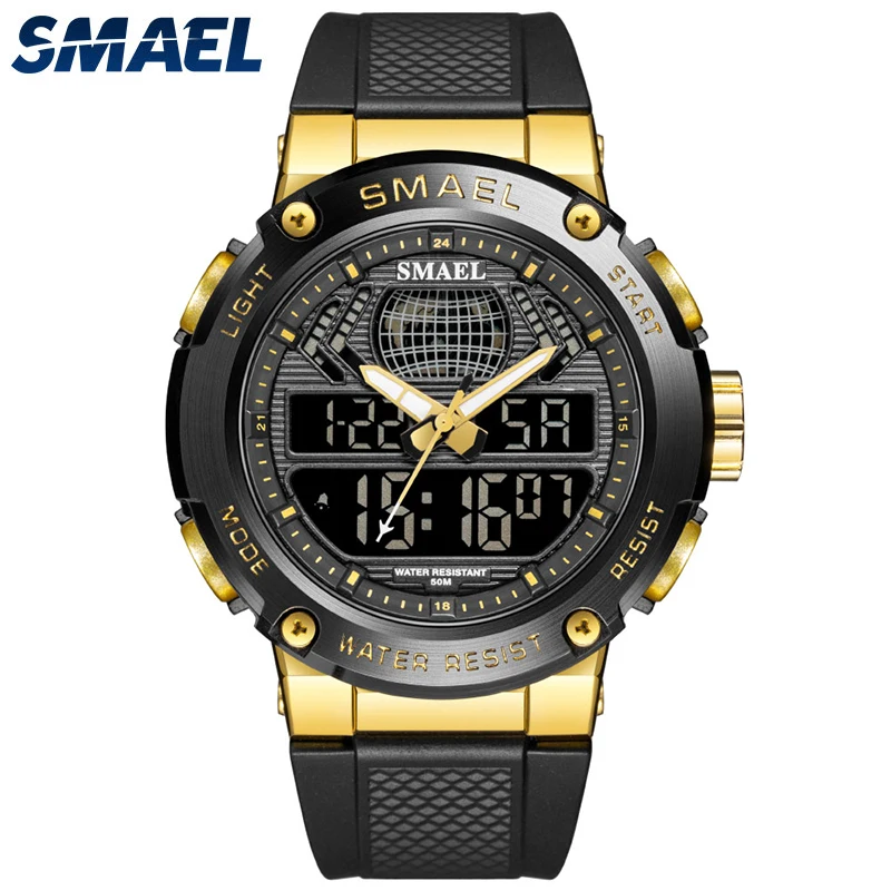 

Fashion Smael Top Brand Sports Men 50m Waterproof Mens Led Digital Male Stopwatch Auto Date Relogio Masculino 8032 Wrist Watches