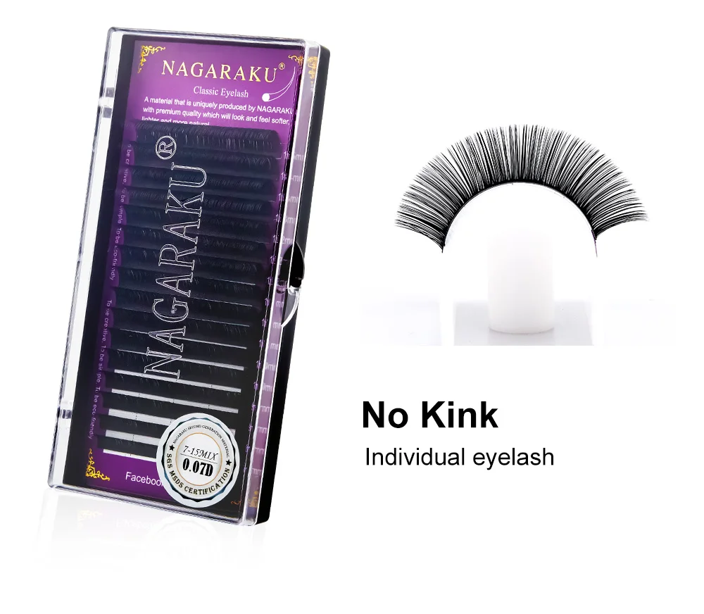 NAGARAKU 16Rows Classic Individual Eyelash Extension Lashes Matte Black Professional Soft Natural