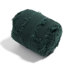 Luxurious 5 - Meter Roll of Chiffon Silk Ribbon with Frayed Edges for Elegant Gift Wrapping and Event Decor (Dark green)