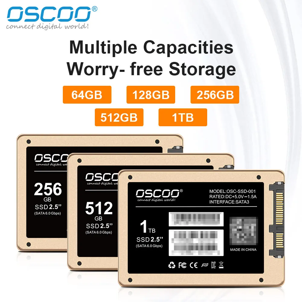 OSCOO SSD SATA3 128GB 256GB 512GB For Desktops Laptops