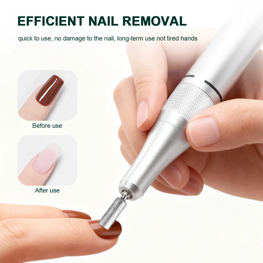 Professional Nail Dril 45000RPM Electric Nail Drill Machine Rechargeable Low Noise Nail Sander File Nail Polisher Wireless Use