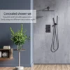 Gunmetal Thermostatic Shower Faucet 8-12 Square Rainfall Head Bathroom Mixer Set Wall Mounted Tap Constant 38°C Control Support 2