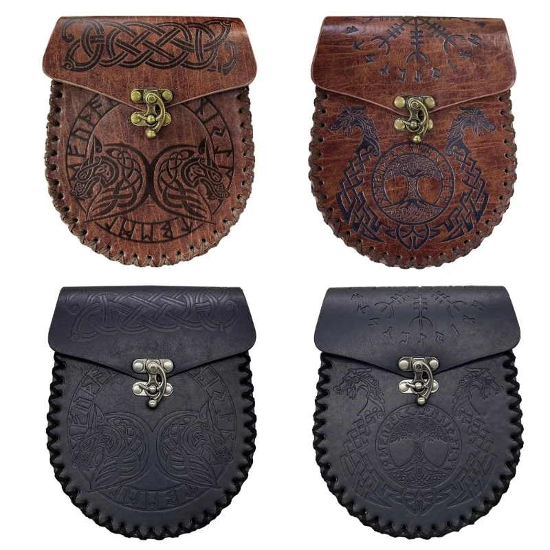

Medieval Faux Leather Portable Purse Medieval Belt Bag Vintage Belt Dices Bag for Men Women Kid