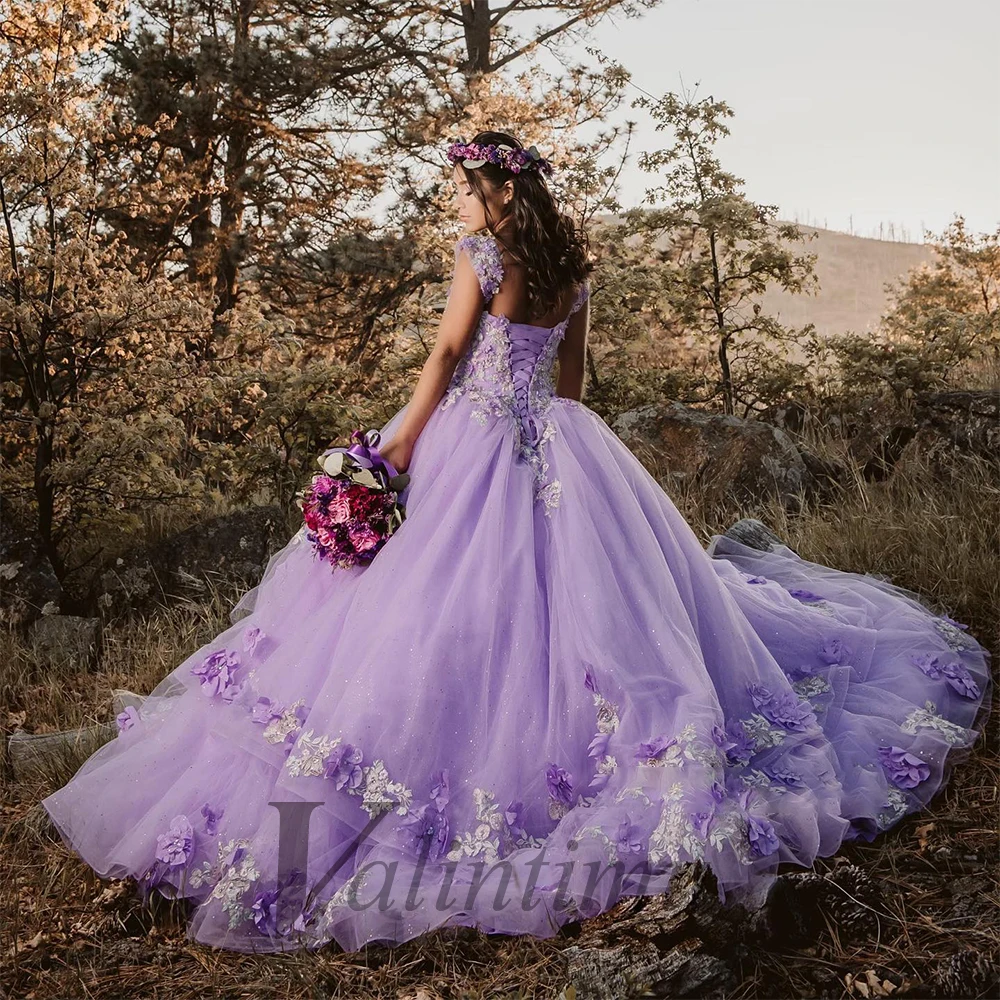 Cap Sleeves Birthday Prom Dresses For Girl Appliques Sequined Personalised Vestidos De Baile Sweet 16 Dress