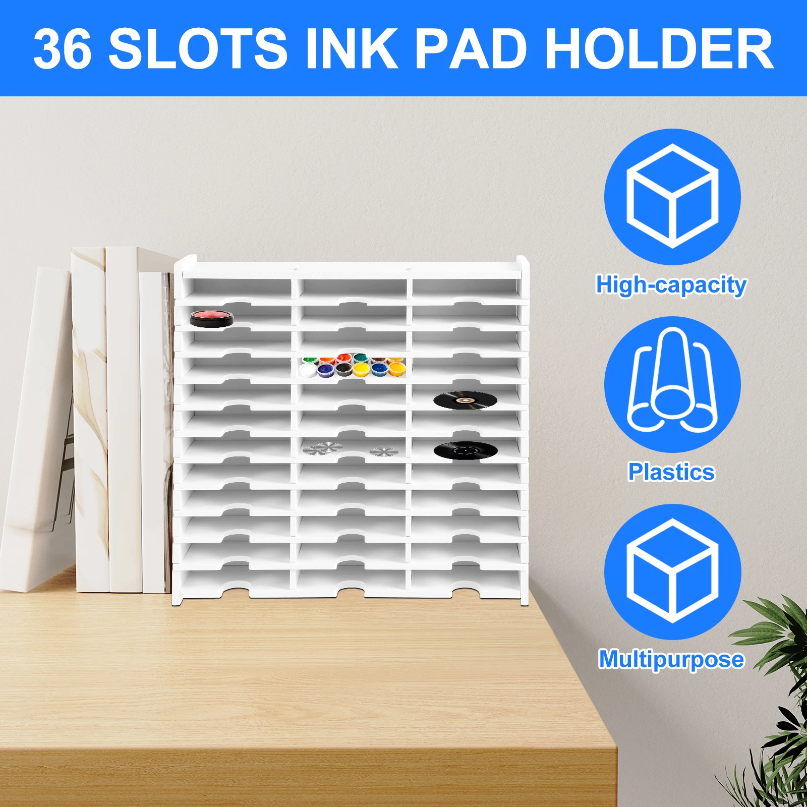 36 Slots Ink Pad Printing Storage Box Large Capacity Items Plastic Racks DIY Craft Supplies