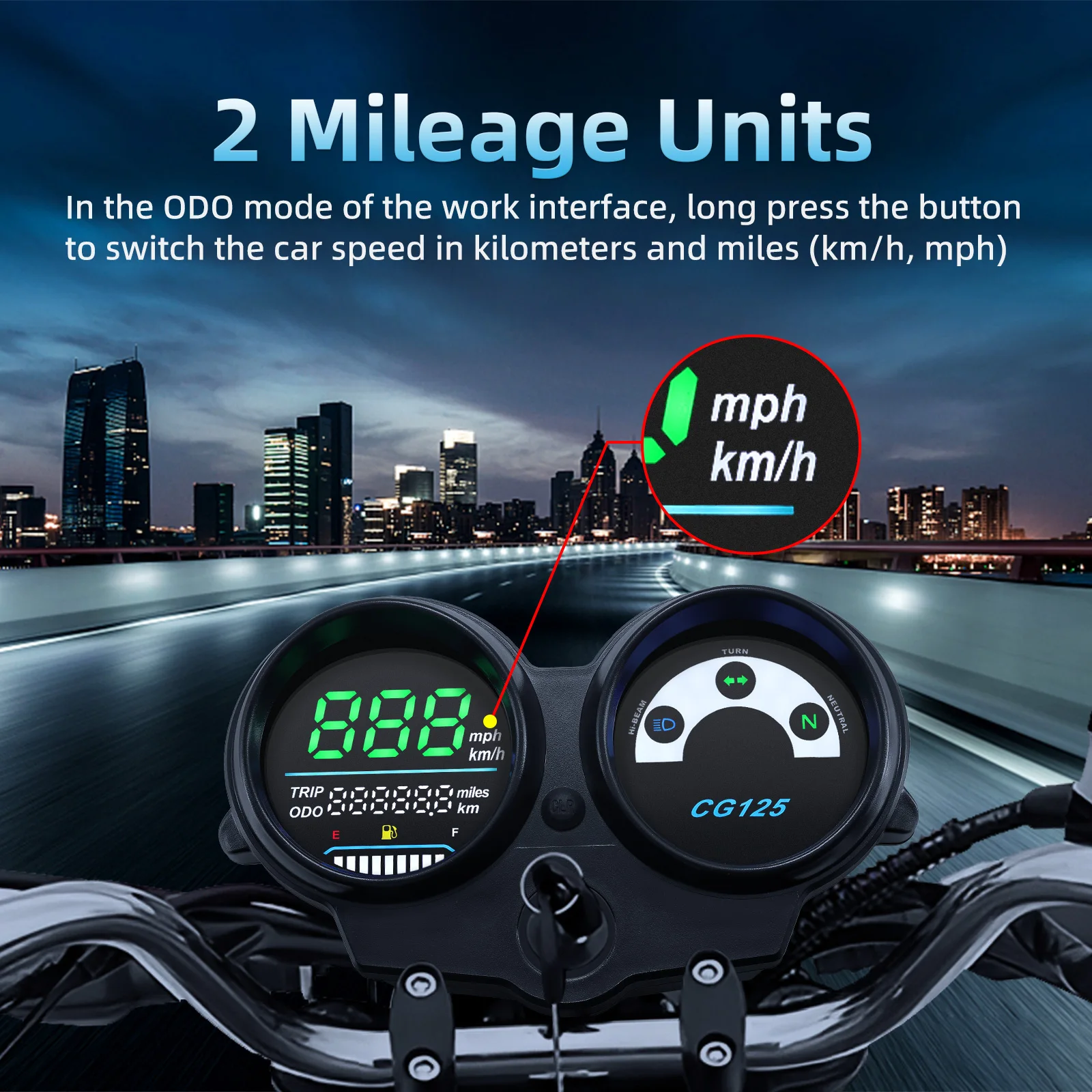 Motorcycle Speedometer 12V LED Digital Dashboard RPM Instruments KMH MPH Oil Level For CG125 2000-2008 Fan 125 Titan 125 2013