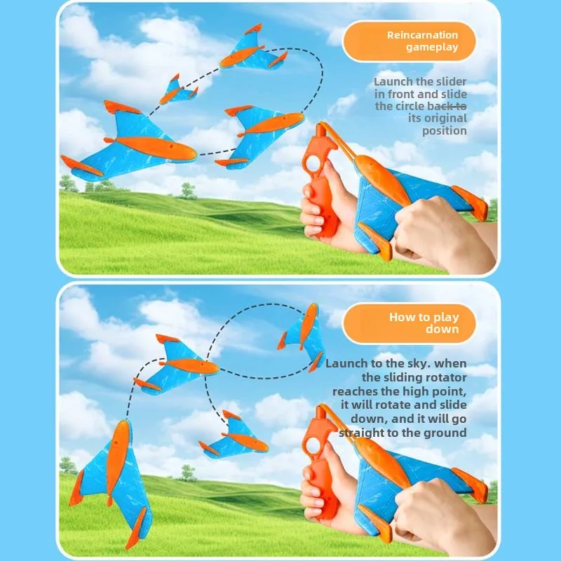 Children's Catapult Foam Aircraft Toys Safety EVA Boomerang Flying Glider Parent Kids Outdoor Sports Sound Light Flying Disc Toy