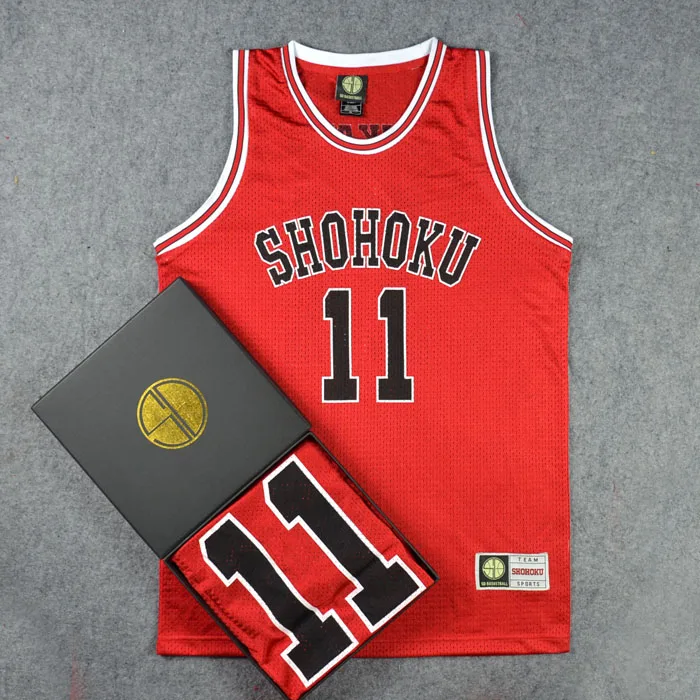 

2023 New Cosplay Costume Shohoku NO.11 Kaede Rukawa Red Basketball Jersey Tops SportsWear Team Uniform Vest Men