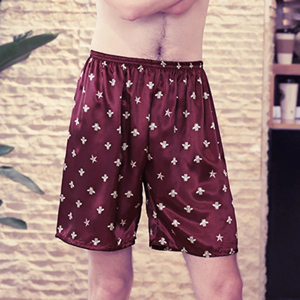 Men sleep bottoms silk satin pajamas casual sleep short pants mens sleep shorts pajama pants