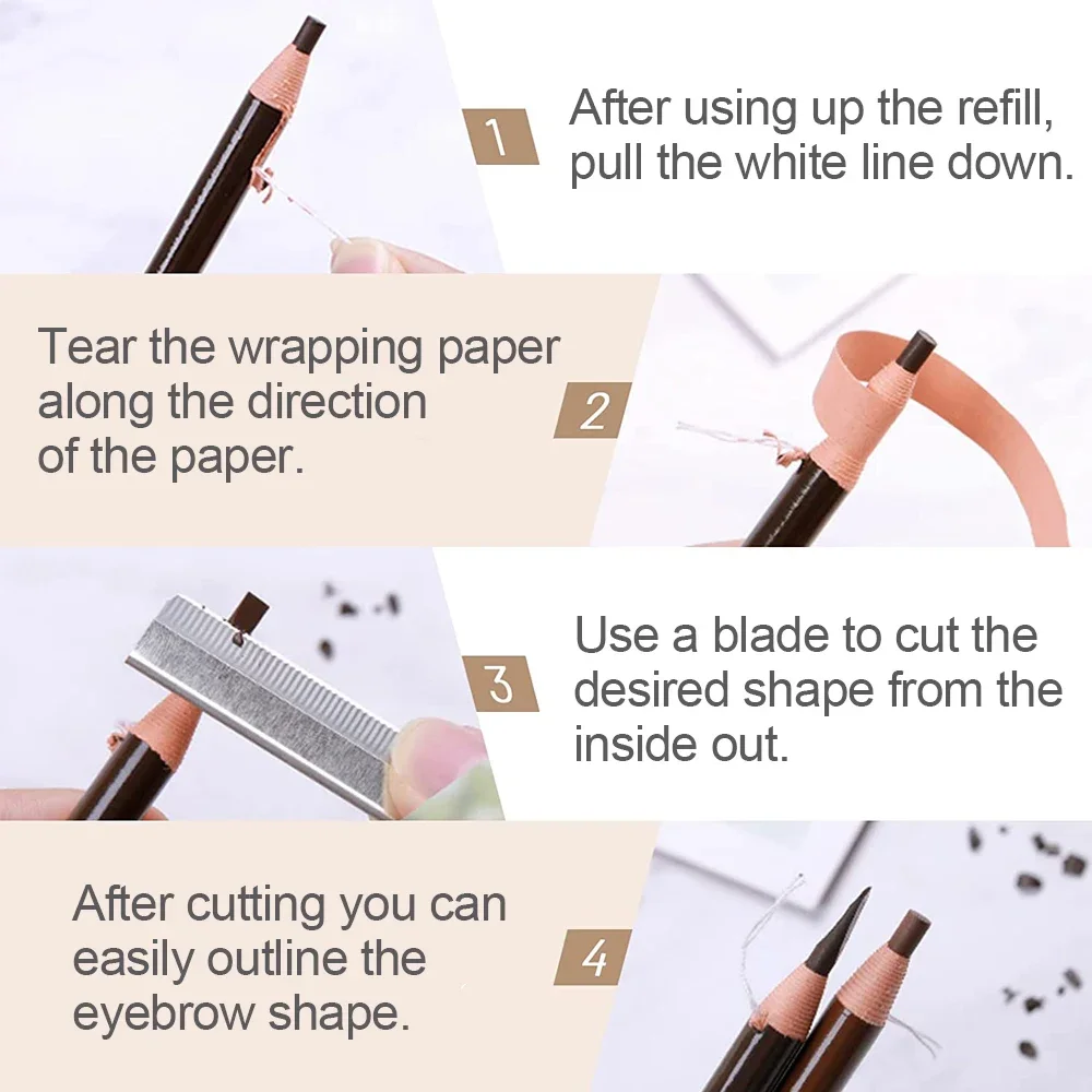 Eyebrow Pencil Microblading Supplies Set Waterproof Eyebrow Tattoo Tint Enhancers With Sharpener Brow 10Pcs Brow Trimmer Blade 4