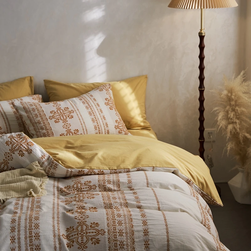Waliicorners 4Pcs Bedding Set Nordic Double Quilt Cover Set Bed Linen Fitted Sheet Pillow New Bohemian Jacquard Washed Cotton 12 Sb8332cc9e6f54e1a9fff35de1bc51083R