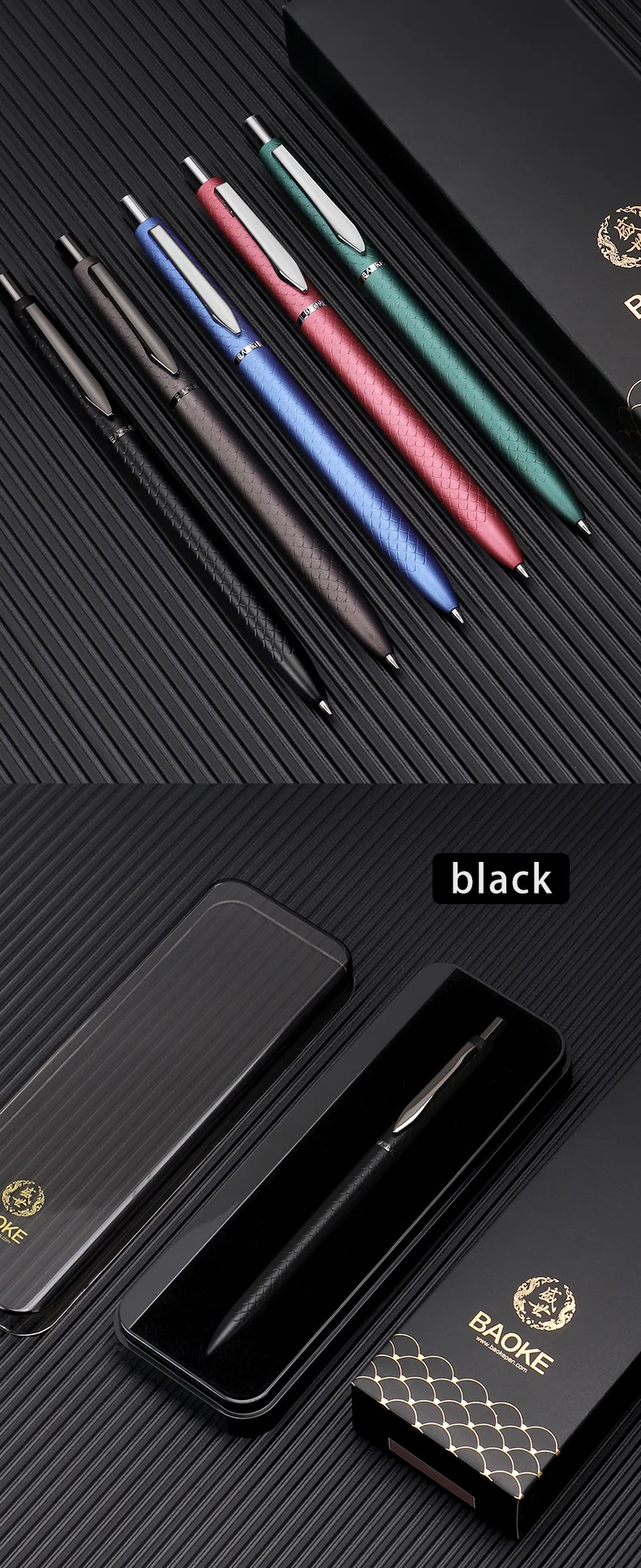 BAOKE T25 0,7 mm luxuriöser einziehbarer Metall-Gelstift mit 5 Fässern, wasserfeste Pigmenttinte für Geschenk, Büro, Schreiben – Detail 6