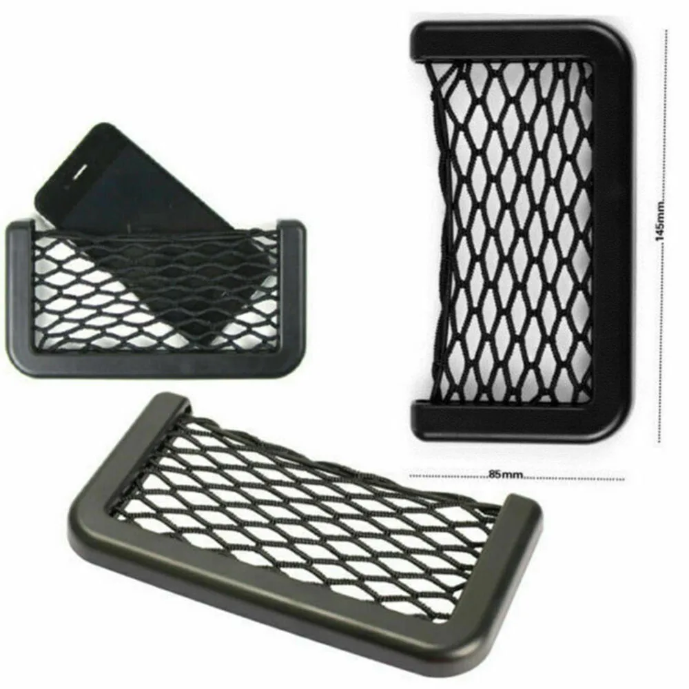 

3PCS Universal Car Seat Side Back Storage Net Bag Phone Holder Pocket Organizer 15x8cm Auto Interior Accessories Organizer Net