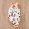 Summer Newborn Boys And Girls Cute Cartoon Animal Print Comfortable Casual Sleeveless Baby Bodysuit 2