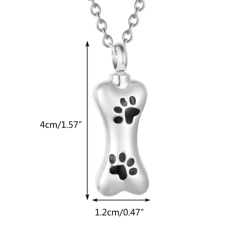 Lovely Paw Printings Jewelry Urn Container Ashes Necklaces Paw Printings Bone Locket Carry Along Bone Shaped