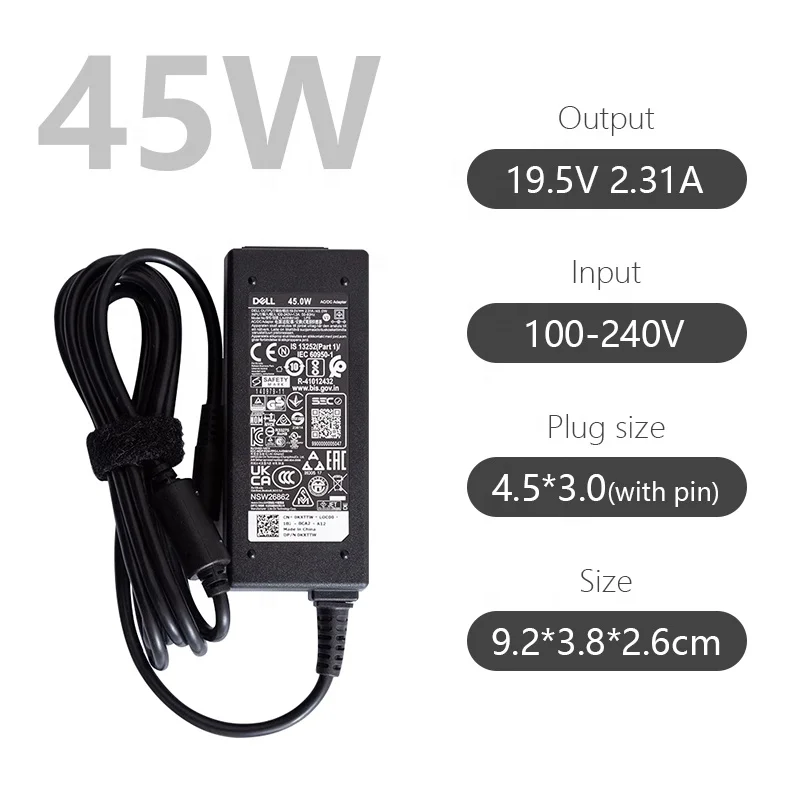 Power Adapter Original Dell 45W 19.5V2.31A Power Adapter Charger LA45NM140/HA45NM140//DA45NM140