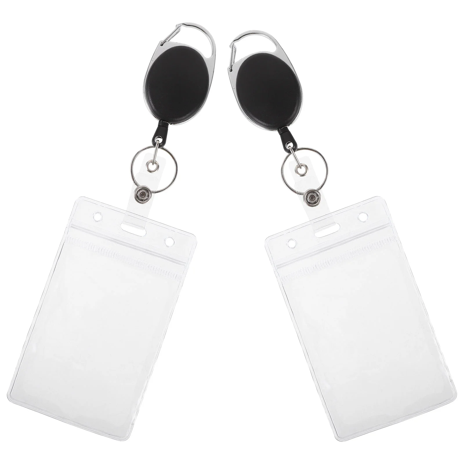 

2Pcs Portable Badge Holders Reusable ID Card Holders Retractable Badge Buckles Portable Badges