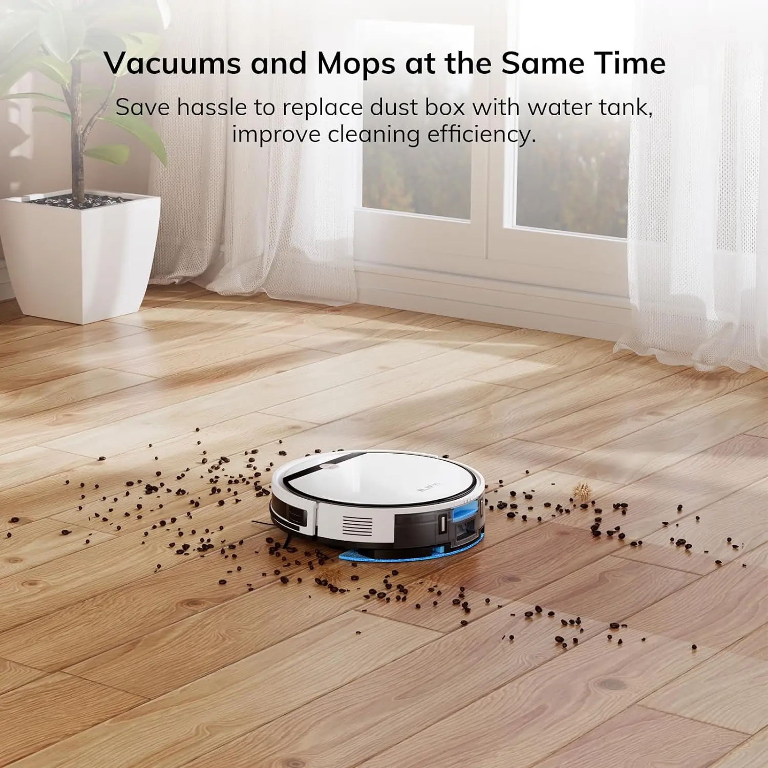 

ILIFE Robot Vacuum and Mop Combo, V3s Pro Upgraded, Compatible with 2.4GHz WiFi/Alexa/Google, 120mins, 3000Pa, 2-in-1 Mopping