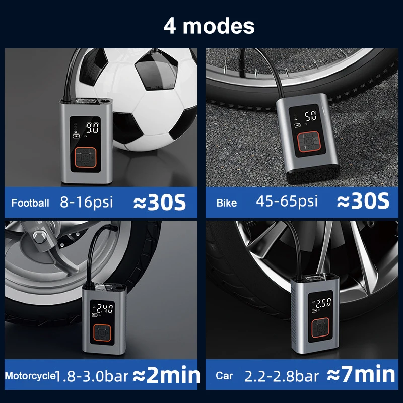 140PSI 무선 자동차 공기 압축기, 4000mAh 전기 공기 펌프, 타이어 팽창식 펌프, 오토바이, 자전거 공, 자동차 타이어 팽창기
