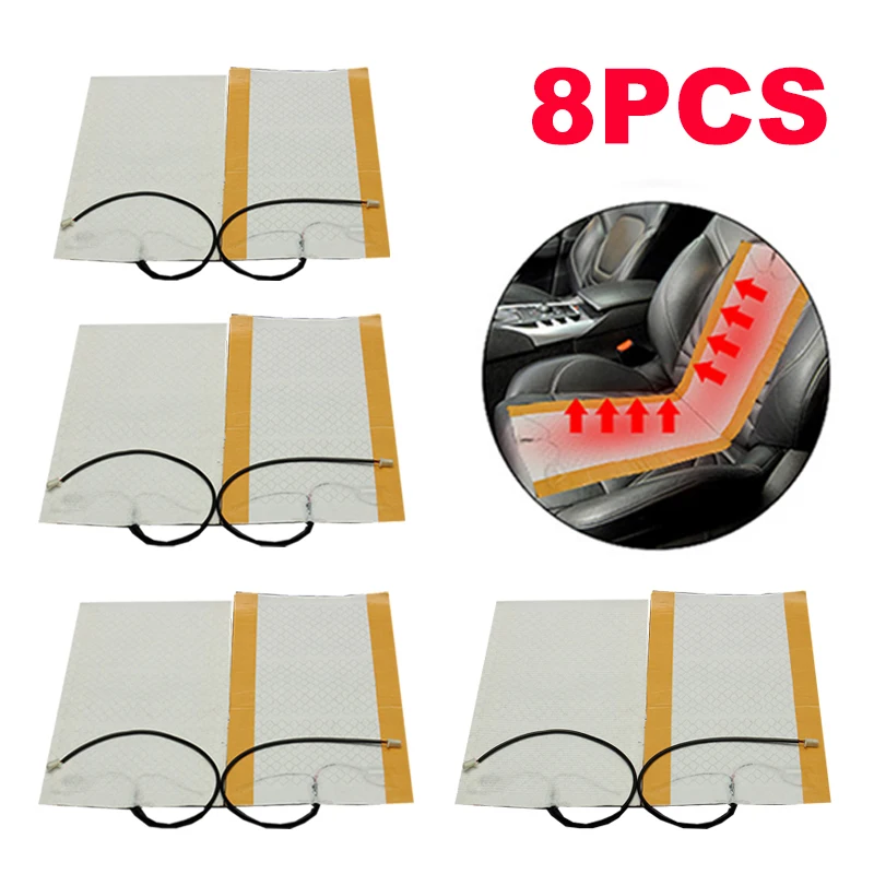 

8 шт. 12 в универсальные автомобильные чехлы с подогревом, коврик из углеродного волокна с подогревом, коврик для подогрева автомобильных сидений, зимний обогреватель, коврик с подогревом 48 см x 27 см