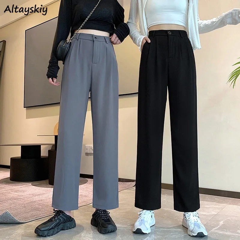 

Casual Pants Women Solid Simple Chic Fashion New Ankle-length All-match Vintage Ulzzang Baggy M-3XL Soft Elegant Autumn Daily
