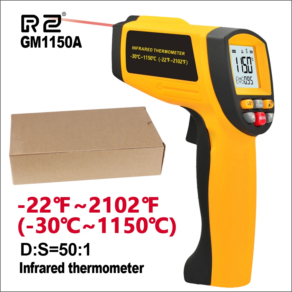 

Бесконтактный инфракрасный термометр RZ, пистолет, цифровой лазерный пирометр-30-1150C, профессиональный промышленный измеритель температуры