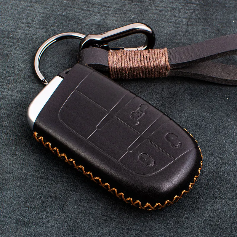 

1 PCS Genuine Leather Car Key Cover For Fiat Ottimo For Jeep Renegade Grand Cherokee Chrysler 300C Key cases Car Accessories