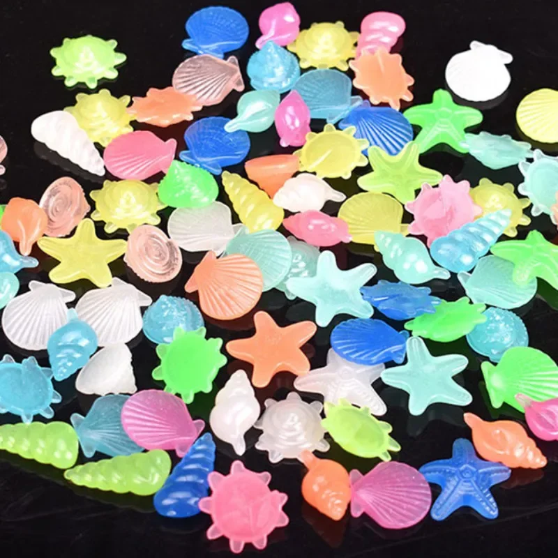 Colorful Luminous Starfish Conch Shell Shaped Glowing Stones Decorative For Garden Aquarium Fish Tank Pool Landscape 10/50PCs, glow stones,garden decoration,decorative stones