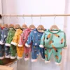 Kids Warmbrassuit Fleece-lined Thickened Winter Coat Baby Boys Girls Fall Clothes Women's Children's Warm Clothing Set