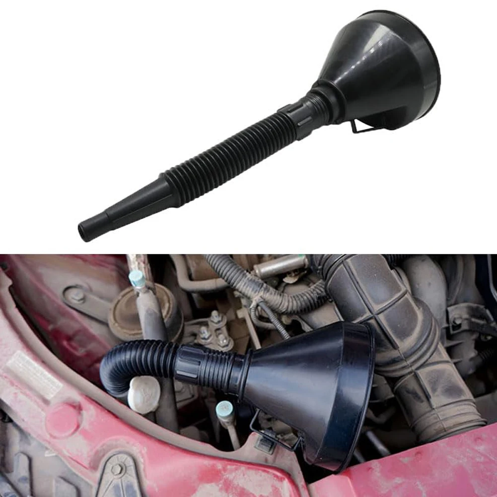Car Engine Refueling Funnel with Filter Gasoline Oil Fill Universal Tool Petrol Long Stem Funnel for Motorcycle Car Automobile