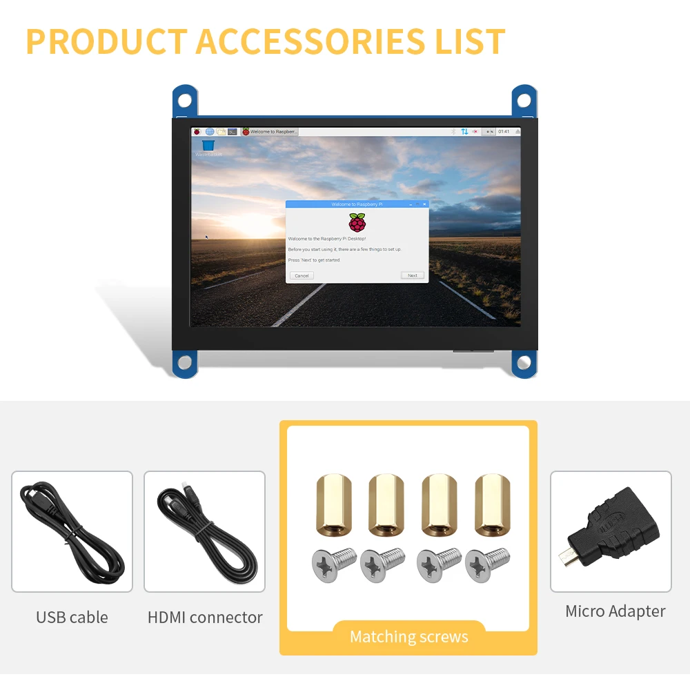 Mini Monitor Schermo Da 5 Pollici Aida64 Display Lcd Touch Capacitivo Modulo Hdmi 800X480 Per Stampante Raspberry Pi 3 Pi4 Pc Orange Pi