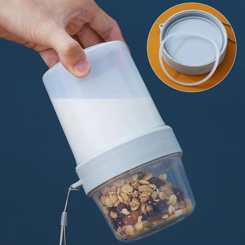 Snack Cup Container Snacking Food Storage Box Double Sealed Compartment  Snack Cup Container Snacking Food Storage Box Double Sealed Compartment  Transparent Canister Transparent For Outdoor 560 310ML 