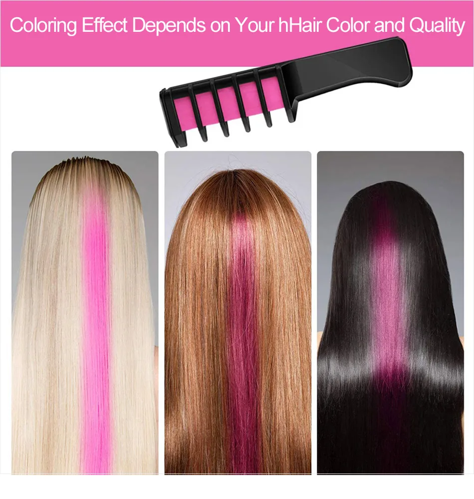 Description Picture 3 of item6pcs Children Temporary Hair Color Chalk Masquerade Hair Dye Comb Toy Fashion Party Set Girl Disposable Hair Dyeing Comb