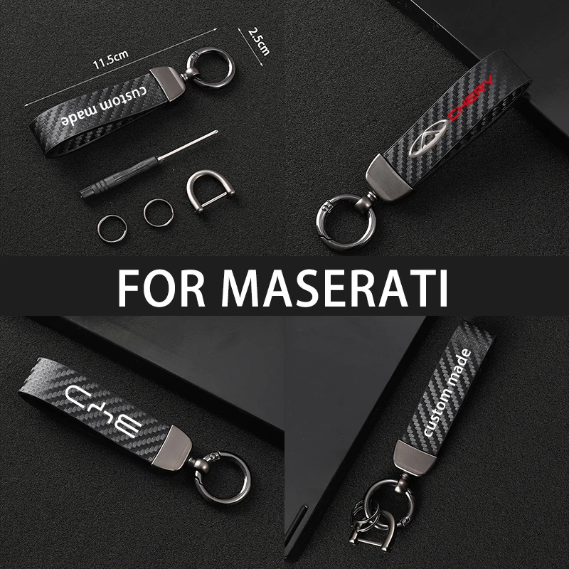

Новинка, брелок для автомобильного стайлинга из углеродного волокна, отличный подарок, кольцо для ключей для Maserati Quattroporte granтуризма MC20, аксессуары для Levante