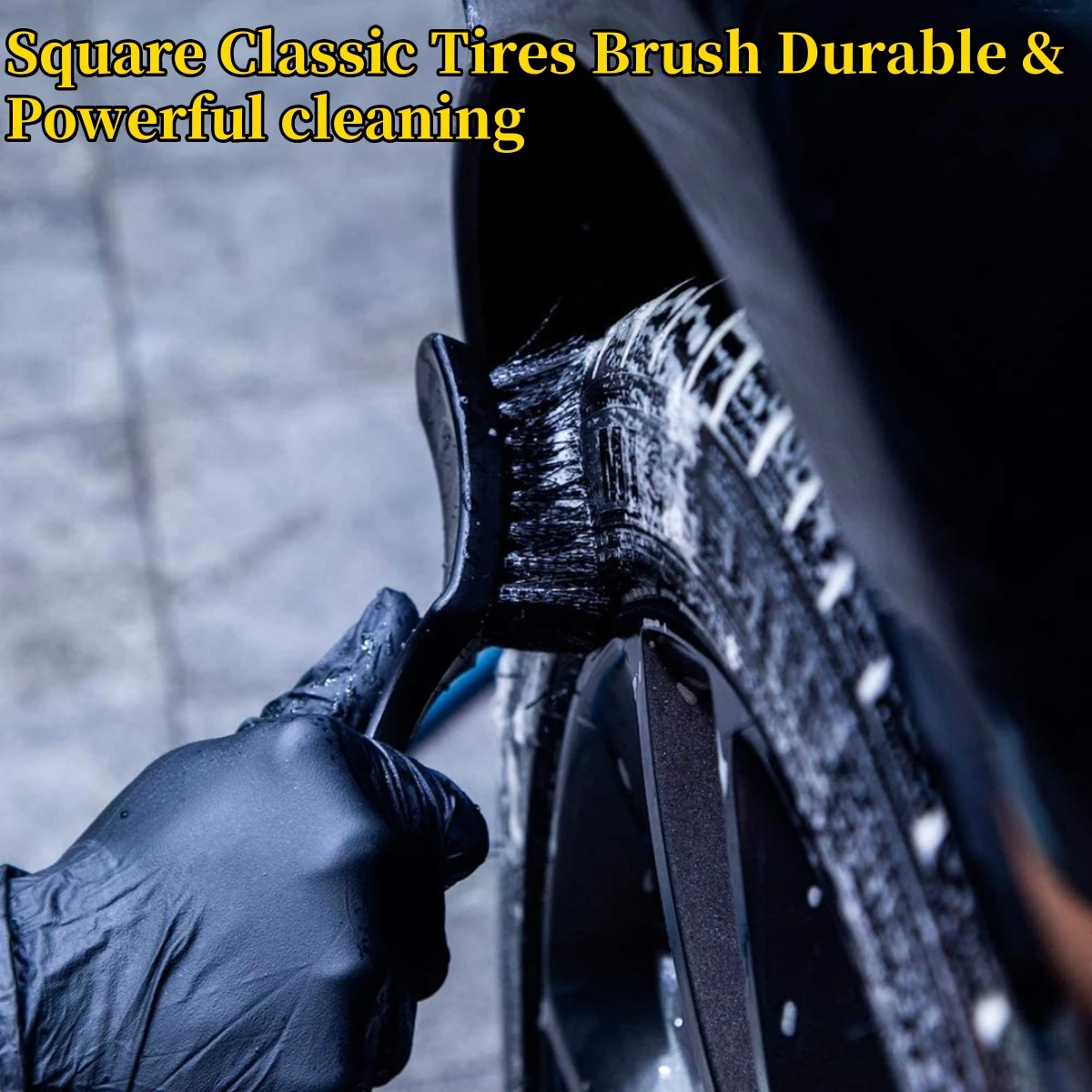 Car Tire Brush Black Bristled Wheel Hub Cleaning Brush Multifunctional Wheel Hub Steel Ring Foot Pad Fabric Cleaning Brush 2