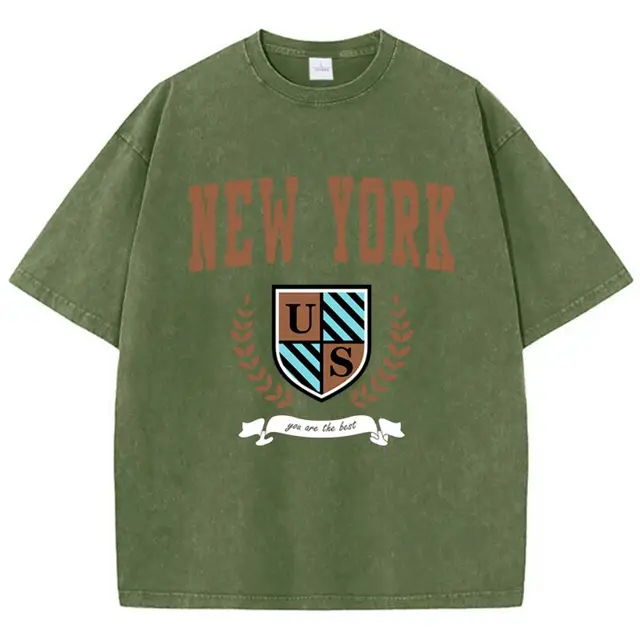 T-shirt Casual Feminina de Algodão "New York Us You Are The Best" 2 T-shirt casual feminina de algodão estampada