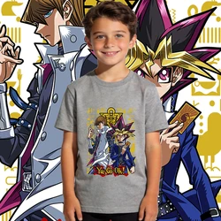 Yu - Gi - Oh! Seto & Yugi Anime Print Cotton Kids' T - Shirt - Soft & Breathable Casual Top - 130( 120 - 130cm) (GRAY)