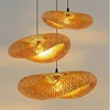 Bamboo Hand Weaving Pendant Lights 38cm Hanging LED Ceiling Lamp Chandelier Fixture Rattan Hand Craft Woven Home Bedroom Decor 1