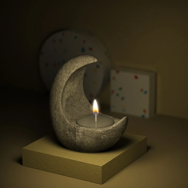 

DIY Crystal Epoxy Resin Silicone Mold Half-moon Candlestick Ornament 3D Aromatherapy Candle Holder Decoration Molds For