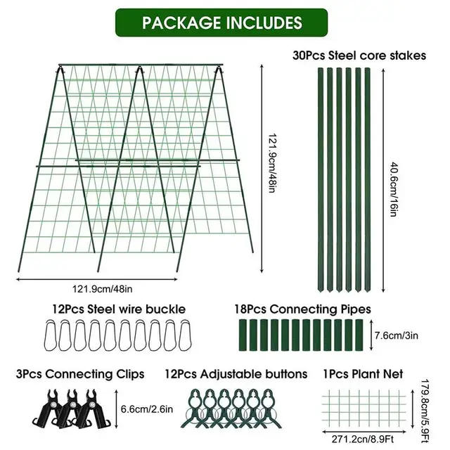 Uborka Rácsos 48 X Hüvelykes A-Keret Kerti Összecsukható Rácsokhoz Emelt Ágy Hegymászó Növények Támogatása - Image 6