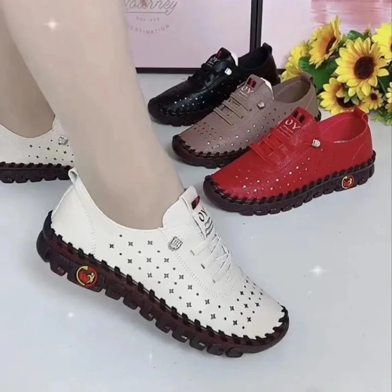 

New Spring Sneakers Women Shoes Platform Loafers Casual Lace Up Leather Flat Slip-On Mom Shoe Mujer Zapatos Chaussure Femme