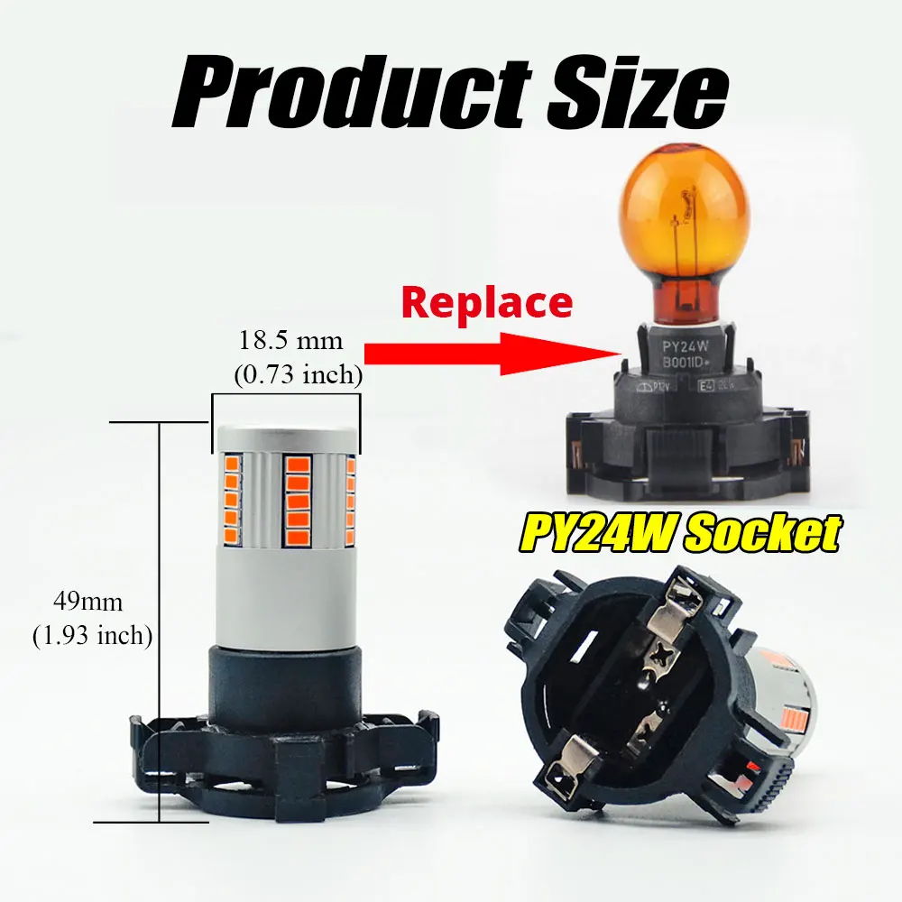 Canbus PY24W LED  ڹ ο 5200s,  ÷ , BMW   õ ȣȯ, 500%  , 2 