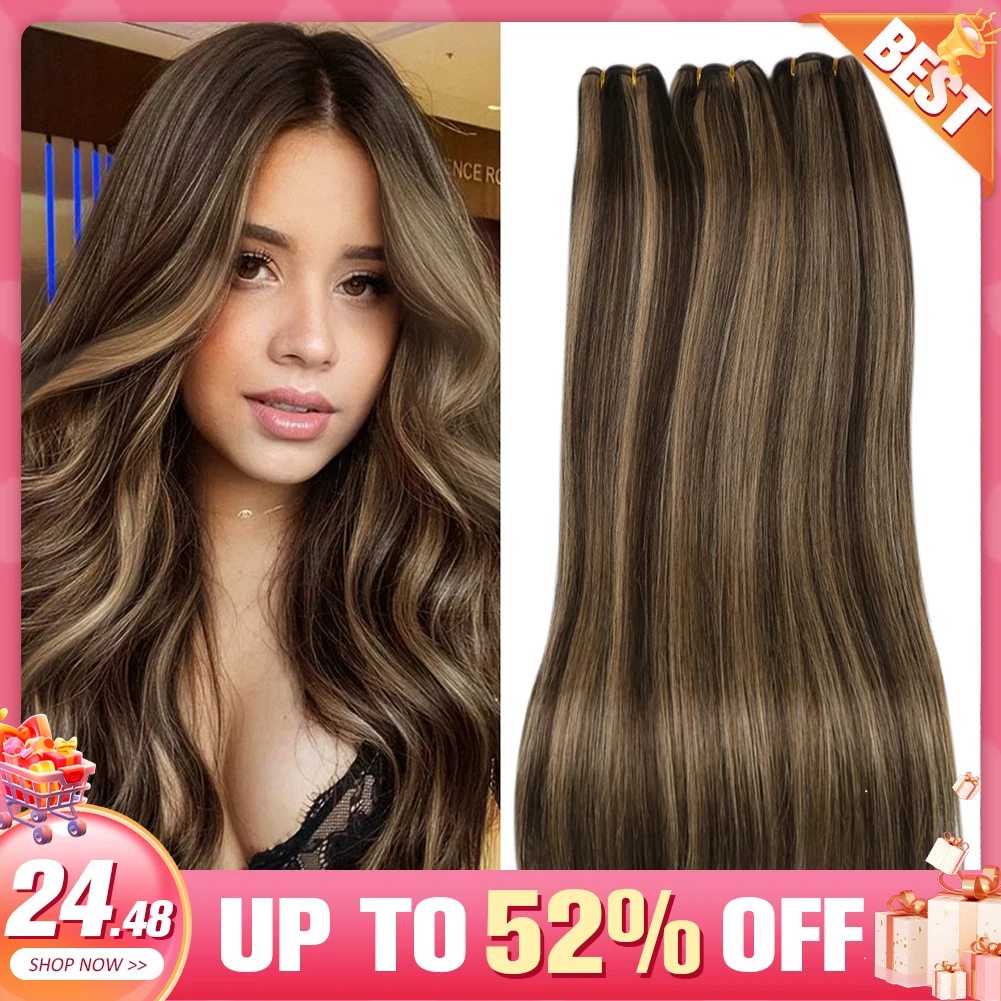Human Hair Extensions Moresoo Human Hair Wefts Brazilian Machine Remy Natural Straight Weaving Bundles 100g Per Sew in