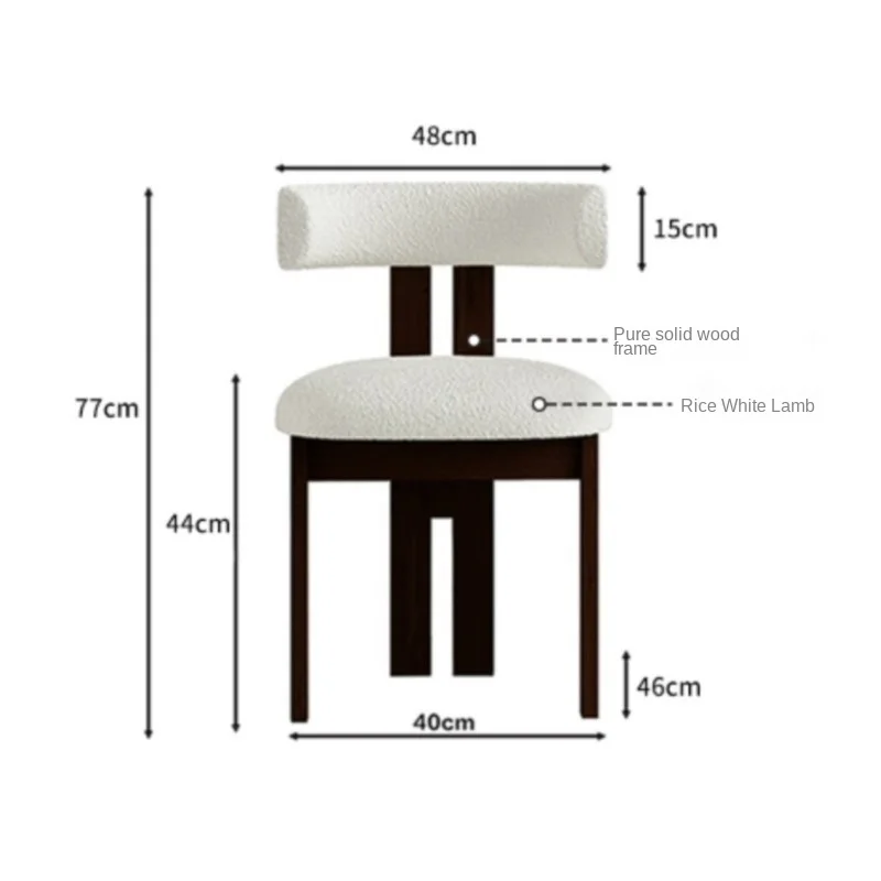 X&D Retro Solid Wood Dining Table Chair Home Desk Backrest Chair French Wabi Sabi Style Nordic Medieval Designer Makeup Chairs