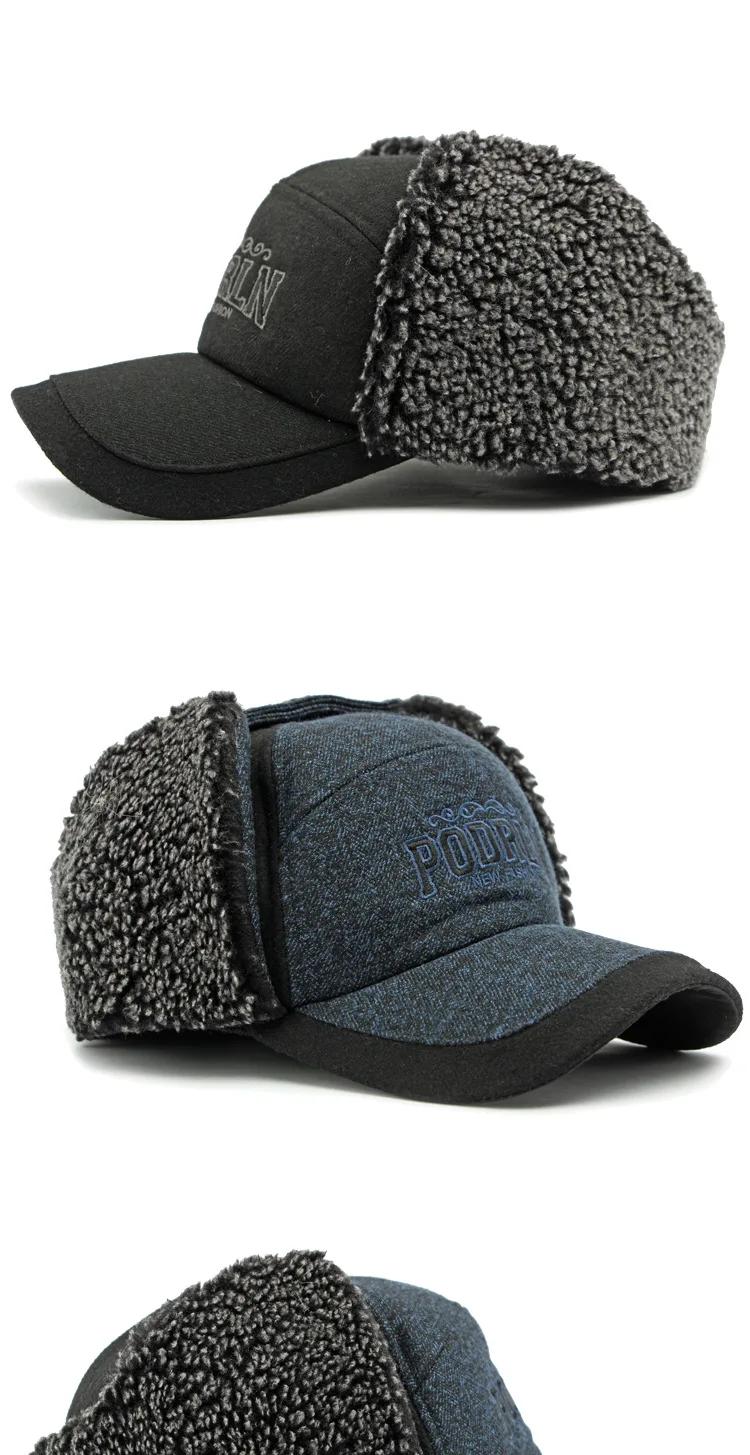Neue Winter Plüsch Verdickt Warme Baseball Caps Für Männer Winddicht Coldproof Ohrenschützer Hut Radfahren Reiten Kappe Baumwolle Hut frauen Hüte – Detail 5